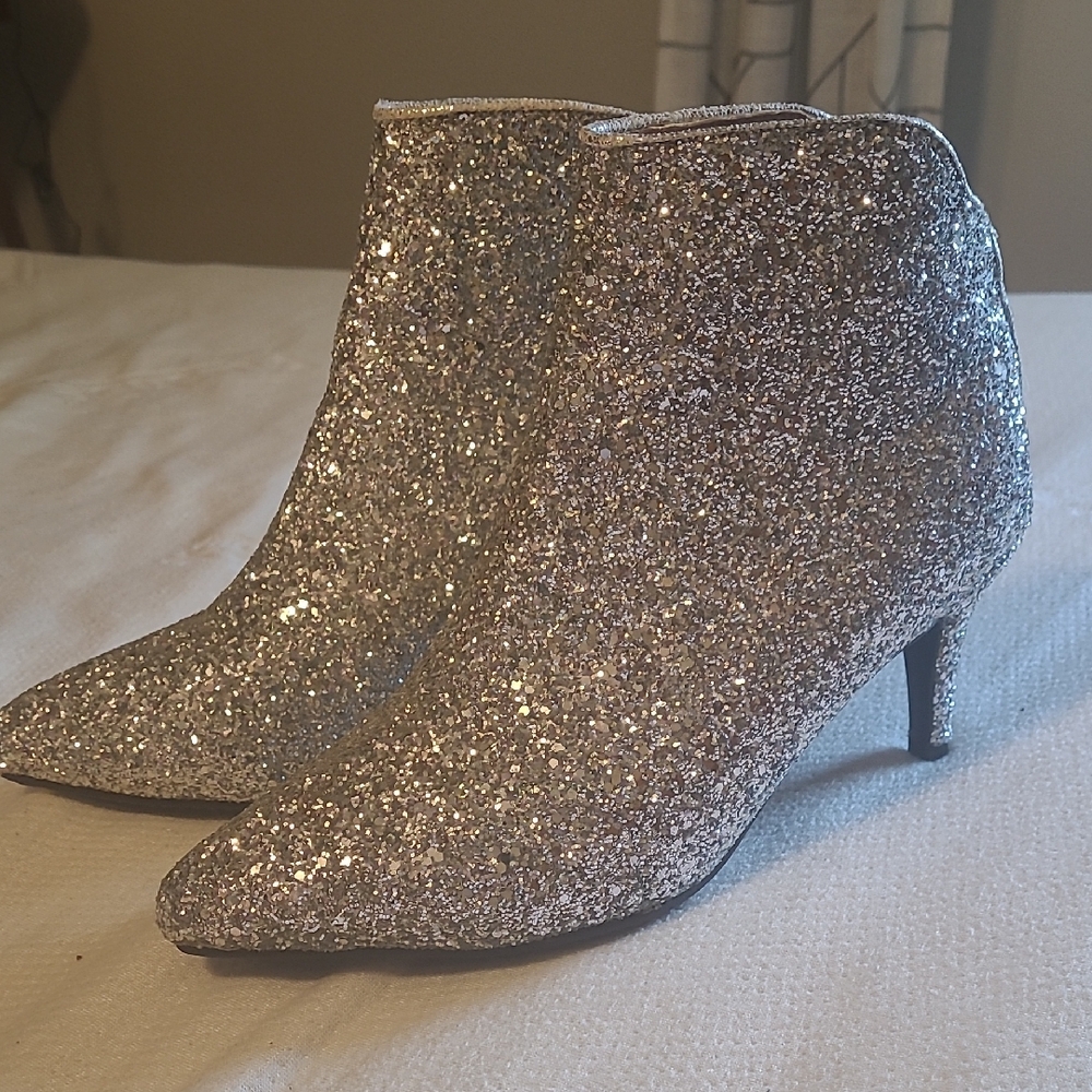 Silver Glitter Ankle Boots